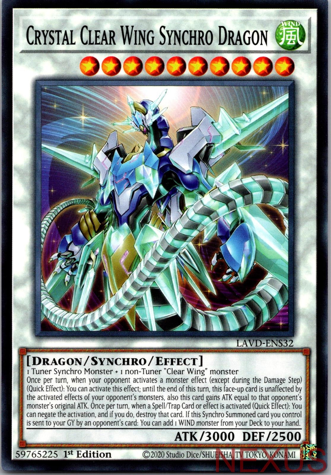 Crystal Clear Wing Synchro Dragon LAVD-ENS32 Common / Short Print 1st Edition NM