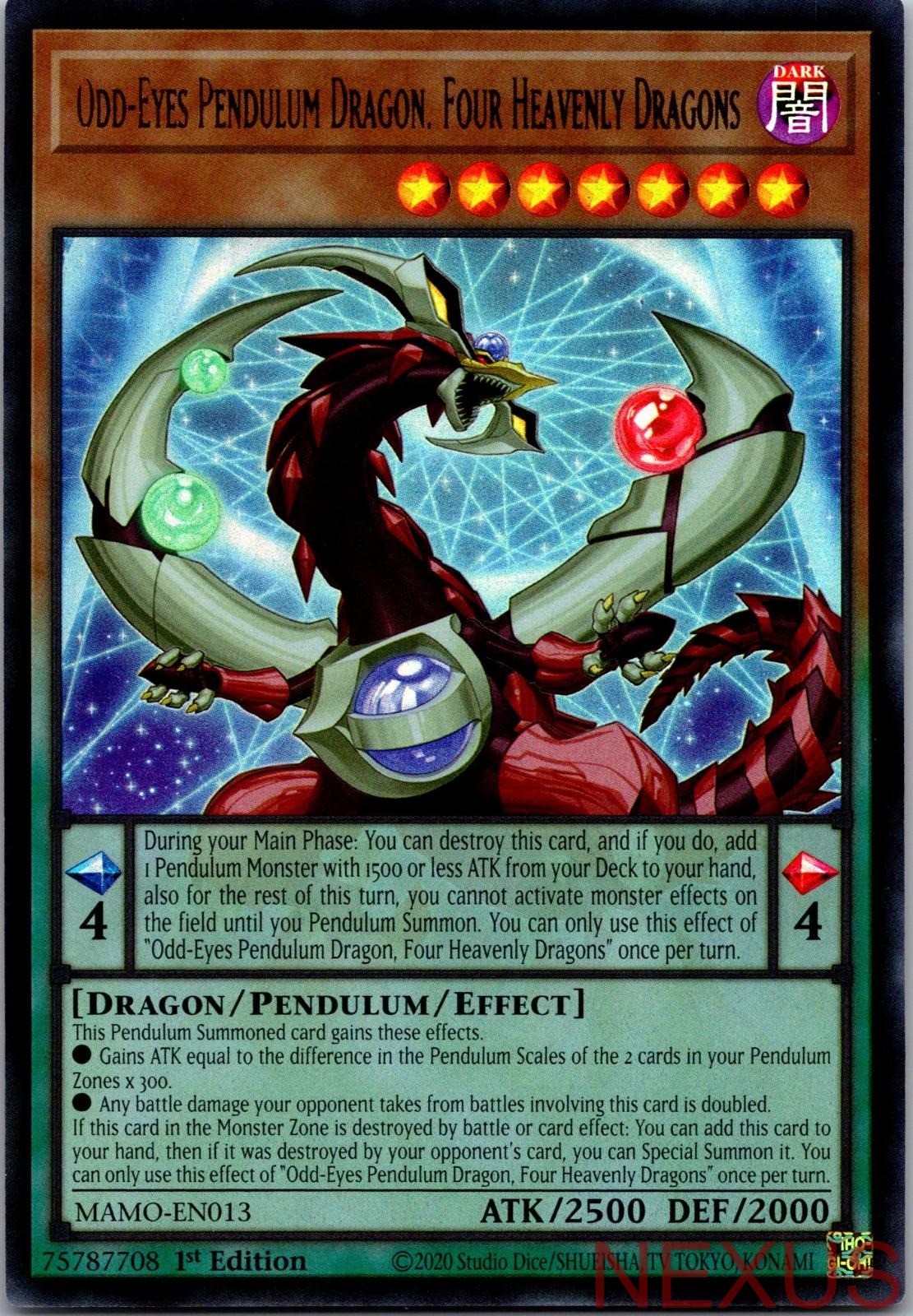 Odd-Eyes Pendulum Dragon, Four Heavenly Dragons MAMO-EN013 1st Edition NM