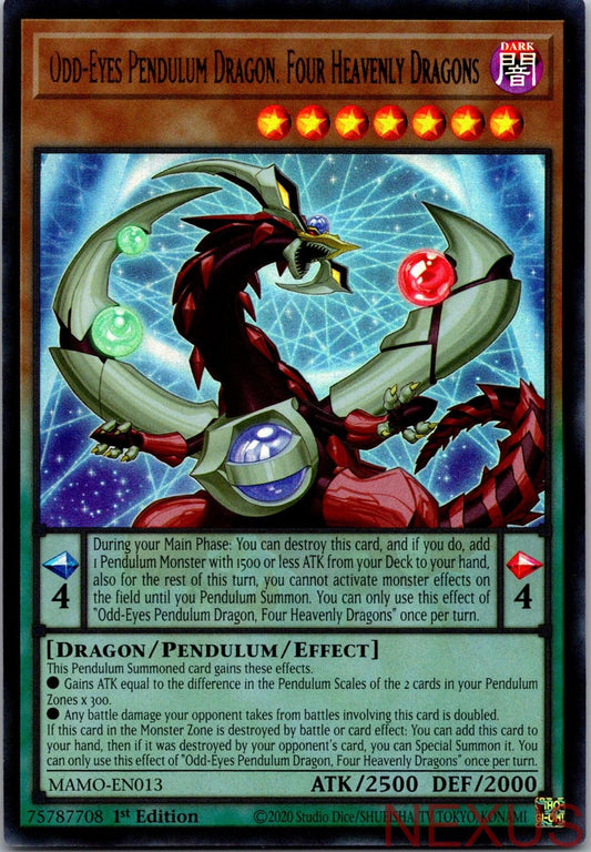 Odd-Eyes Pendulum Dragon, Four Heavenly Dragons MAMO-EN013 1st Edition NM