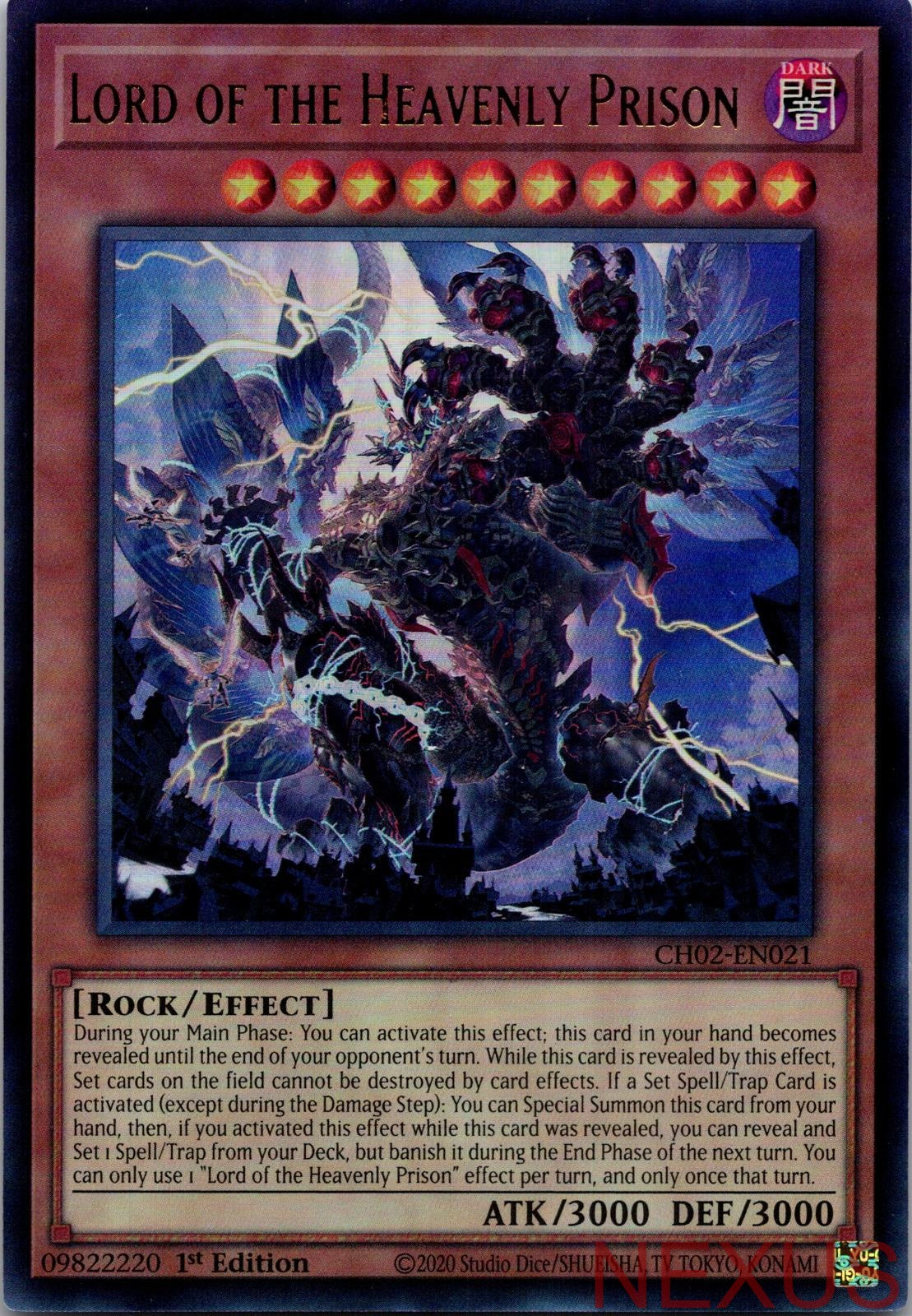 Lord of the Heavenly Prison CH02-EN021 Ultra Rare 1st Edition Near Mint