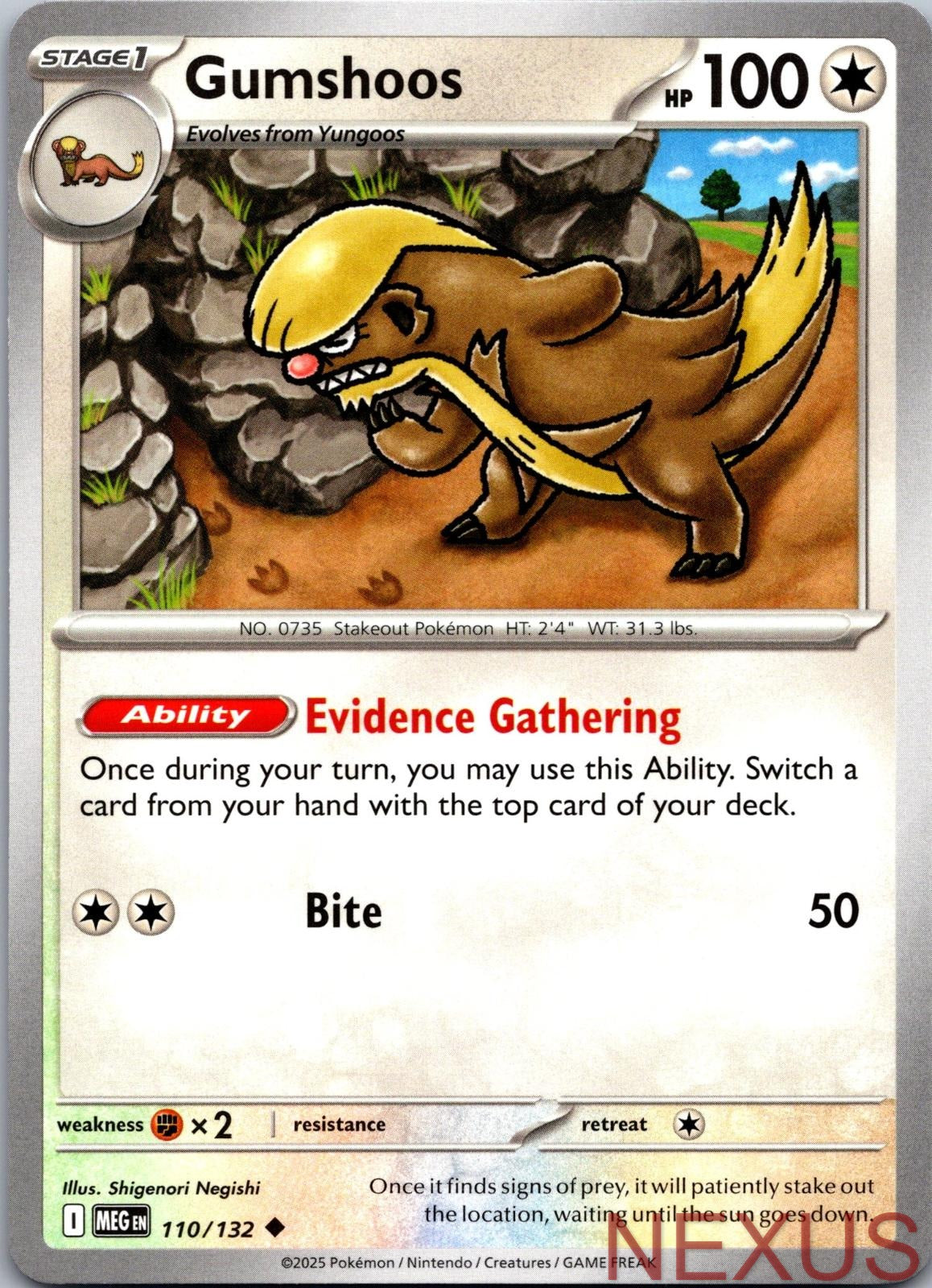 Gumshoos 110/132 Uncommon Mega Evolution Near Mint