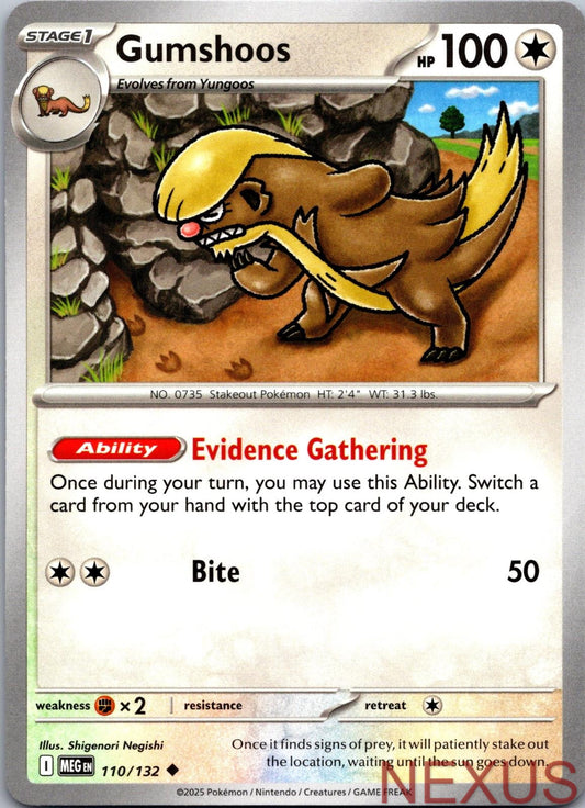 Gumshoos 110/132 Uncommon Mega Evolution Near Mint
