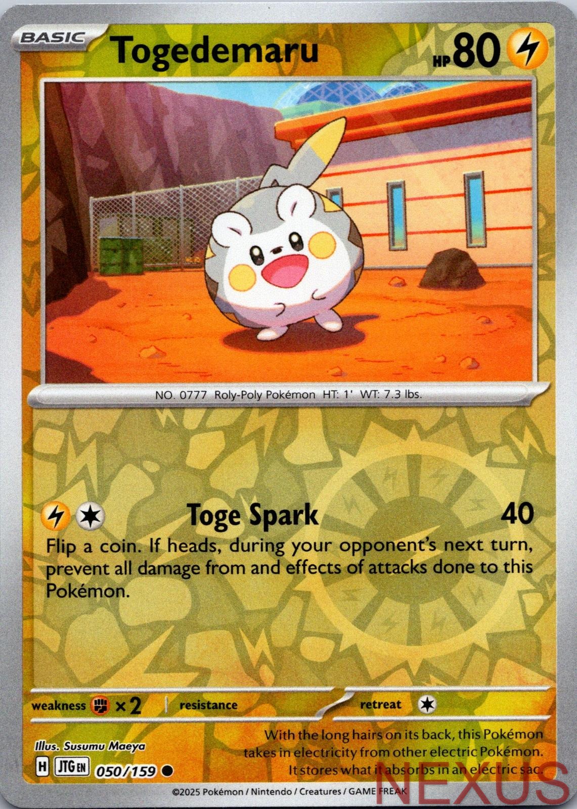 Togedemaru 050/159 Common Reverse Holo Near Mint