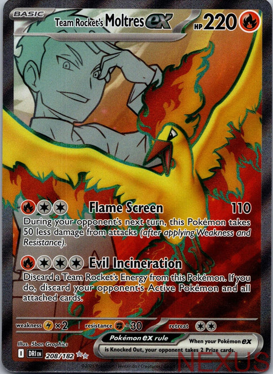Team Rocket's Moltres ex 208/182 Ultra Rare Holo Near Mint