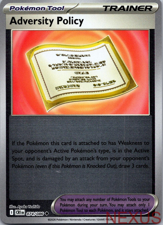 Adversity Policy 074/086 Uncommon Reverse Holo Near Mint
