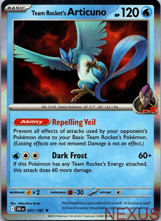 Team Rocket's Articuno 051/182 Rare Holo Near Mint