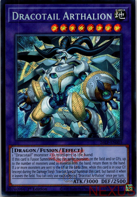 Dracotail Arthalion (Emblazoned Secret Rare) 26LP-EN003 1st Edition NM