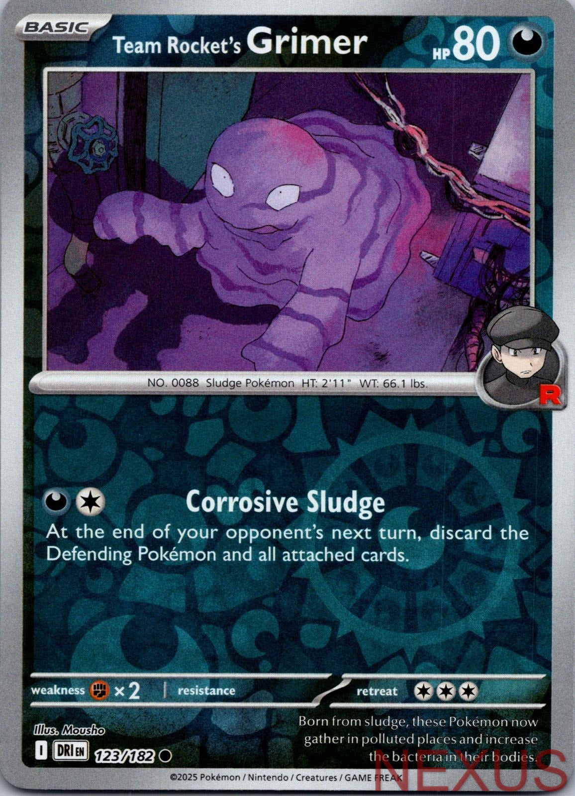 Team Rocket's Grimer 123/182 Common Reverse Holo Near Mint