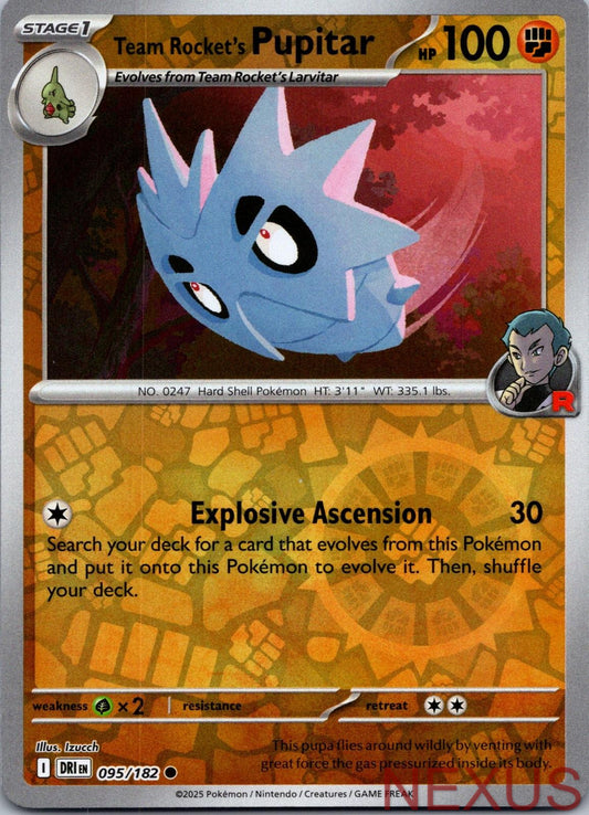 Team Rocket's Pupitar 095/182 Common Reverse Holo Near Mint