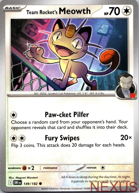 Team Rocket's Meowth 149/182 Common Near Mint