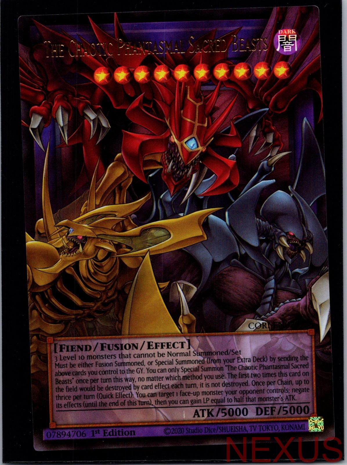 The Chaotic Phantasmal Sacred Beasts CORI-EN029 Ultra Rare 1st Edition Near Mint