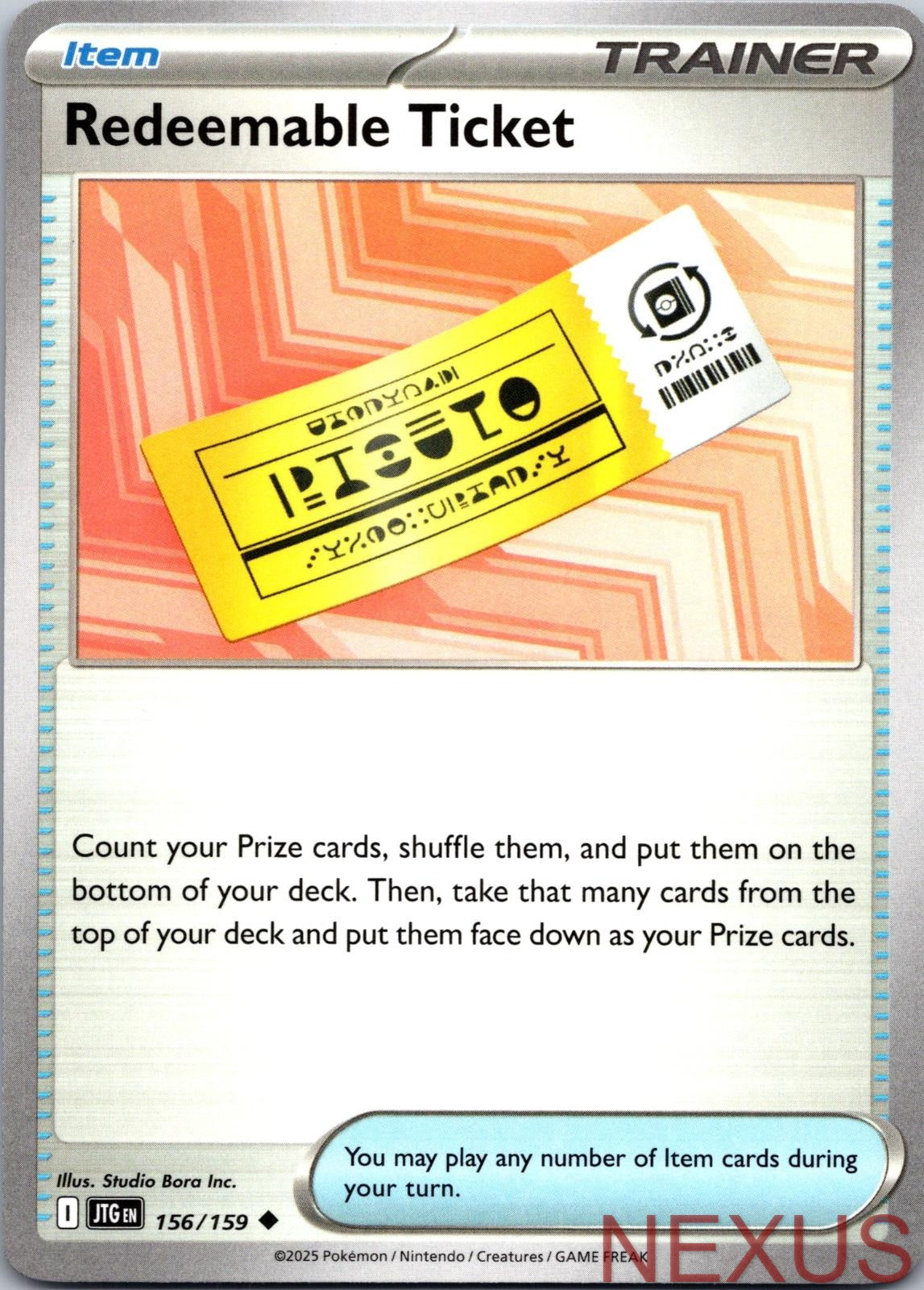 Redeemable Ticket 156/159 Uncommon Near Mint