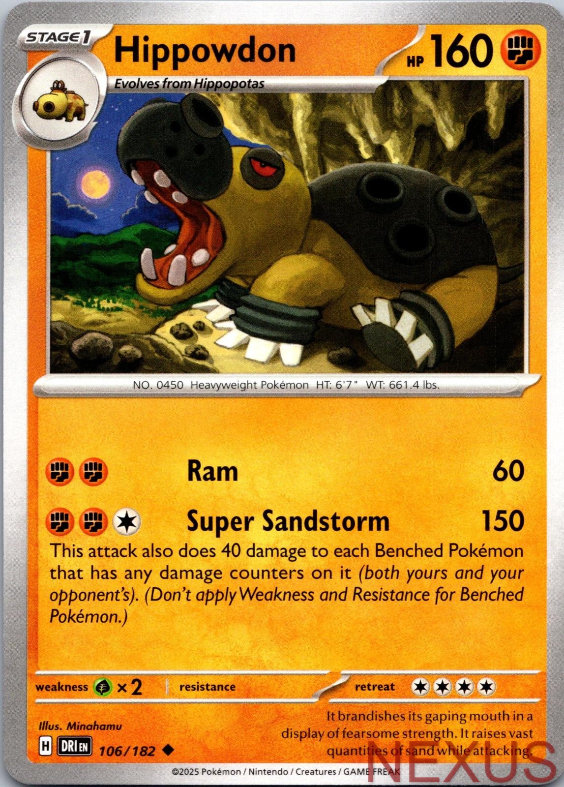 Hippowdon 106/182 Uncommon Near Mint