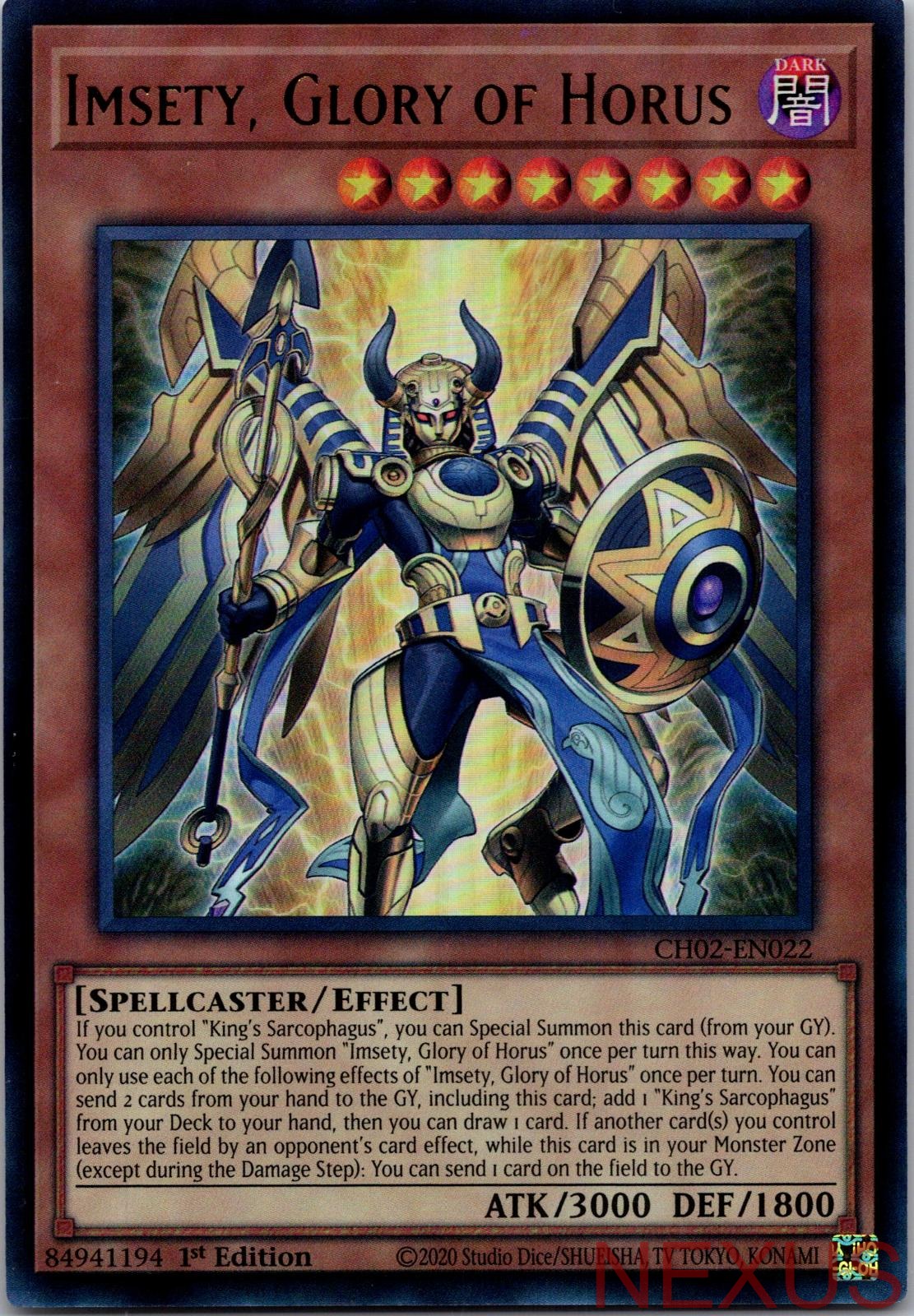 Imsety, Glory of Horus CH02-EN022 Ultra Rare 1st Edition Near Mint