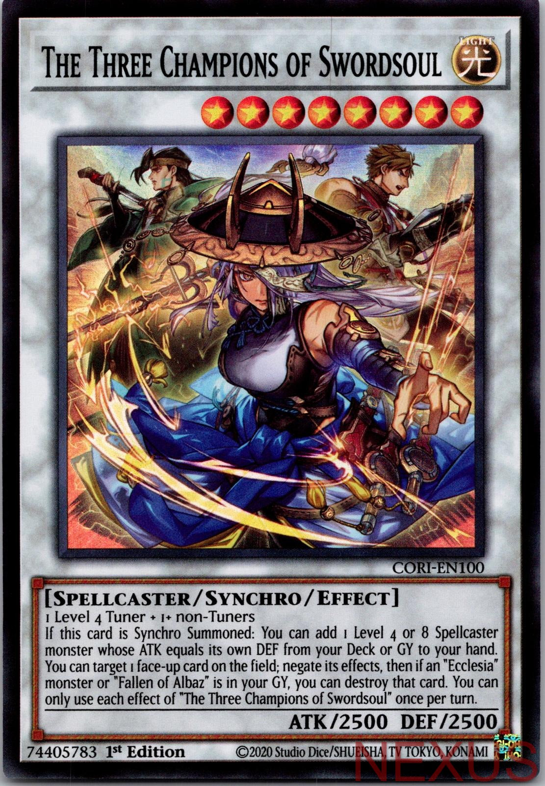 The Three Champions of Swordsoul CORI-EN100 Super Rare 1st Edition Near Mint