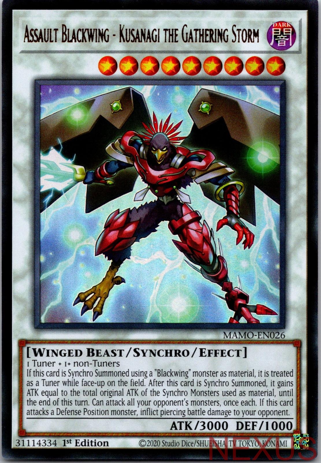 Assault Blackwing - Kusanagi the Gathering Storm MAMO-EN026 1st Edition NM