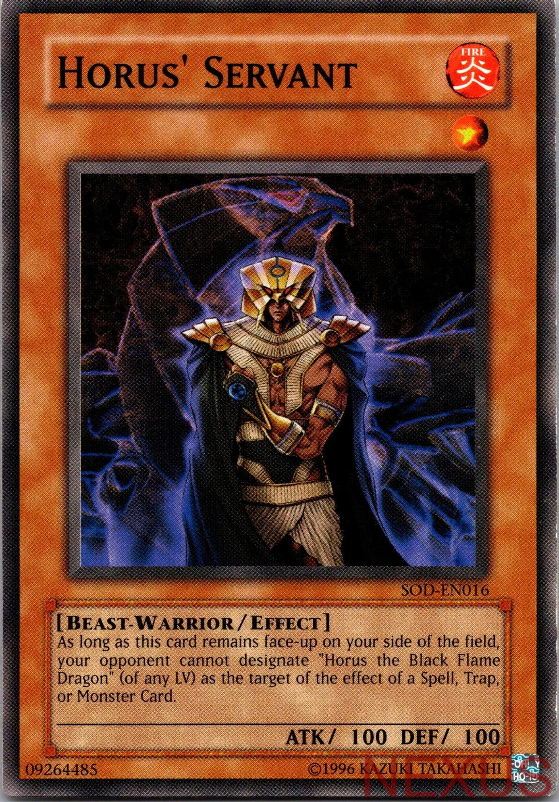 Horus' Servant SOD-EN016 Common Soul of the Duelist Unlimited Near Mint