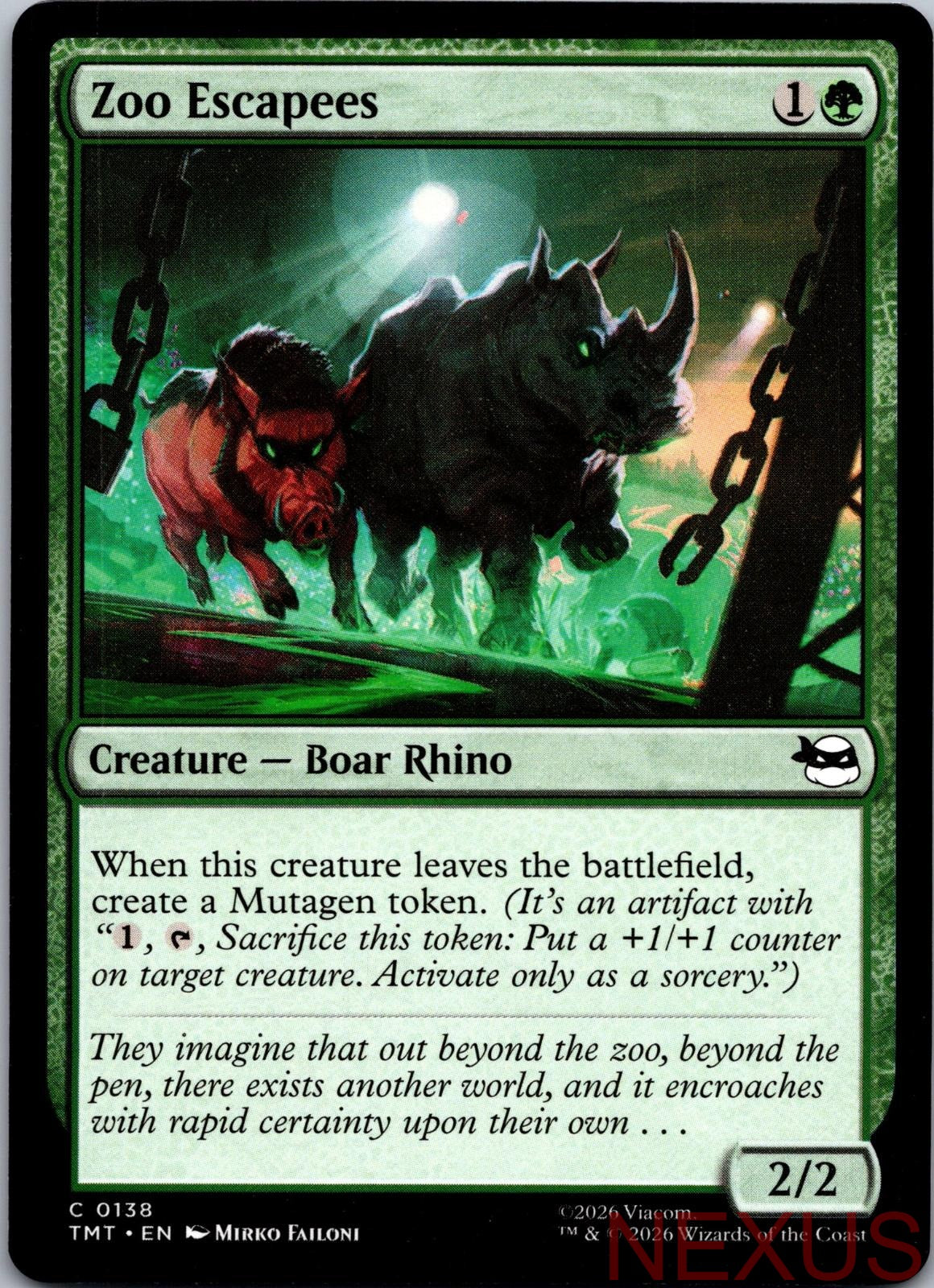 Zoo Escapees 0138 Common Teenage Mutant Ninja Turtles Magic: The Gathering NM