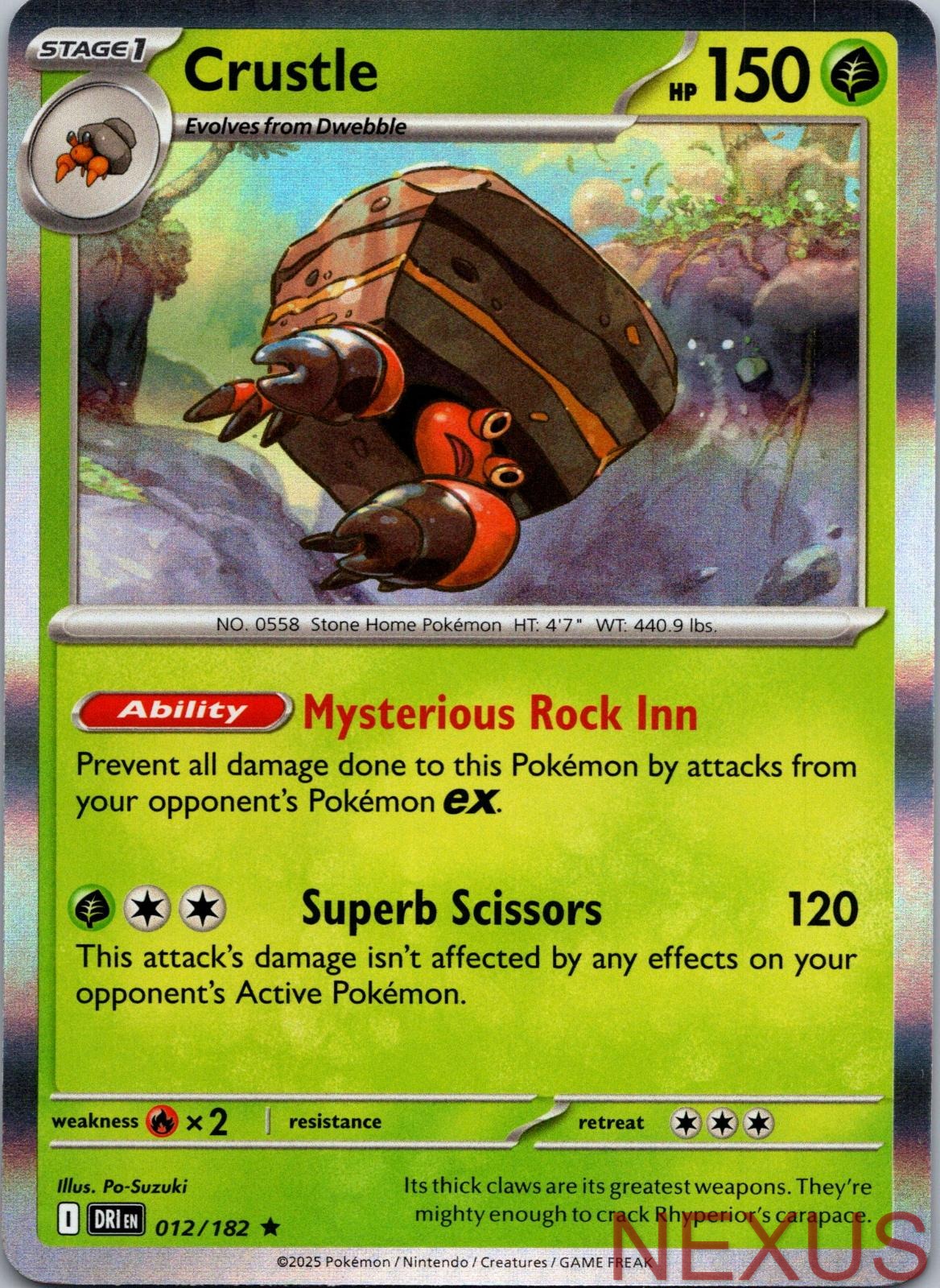 Crustle 012/182 Rare Holo Near Mint