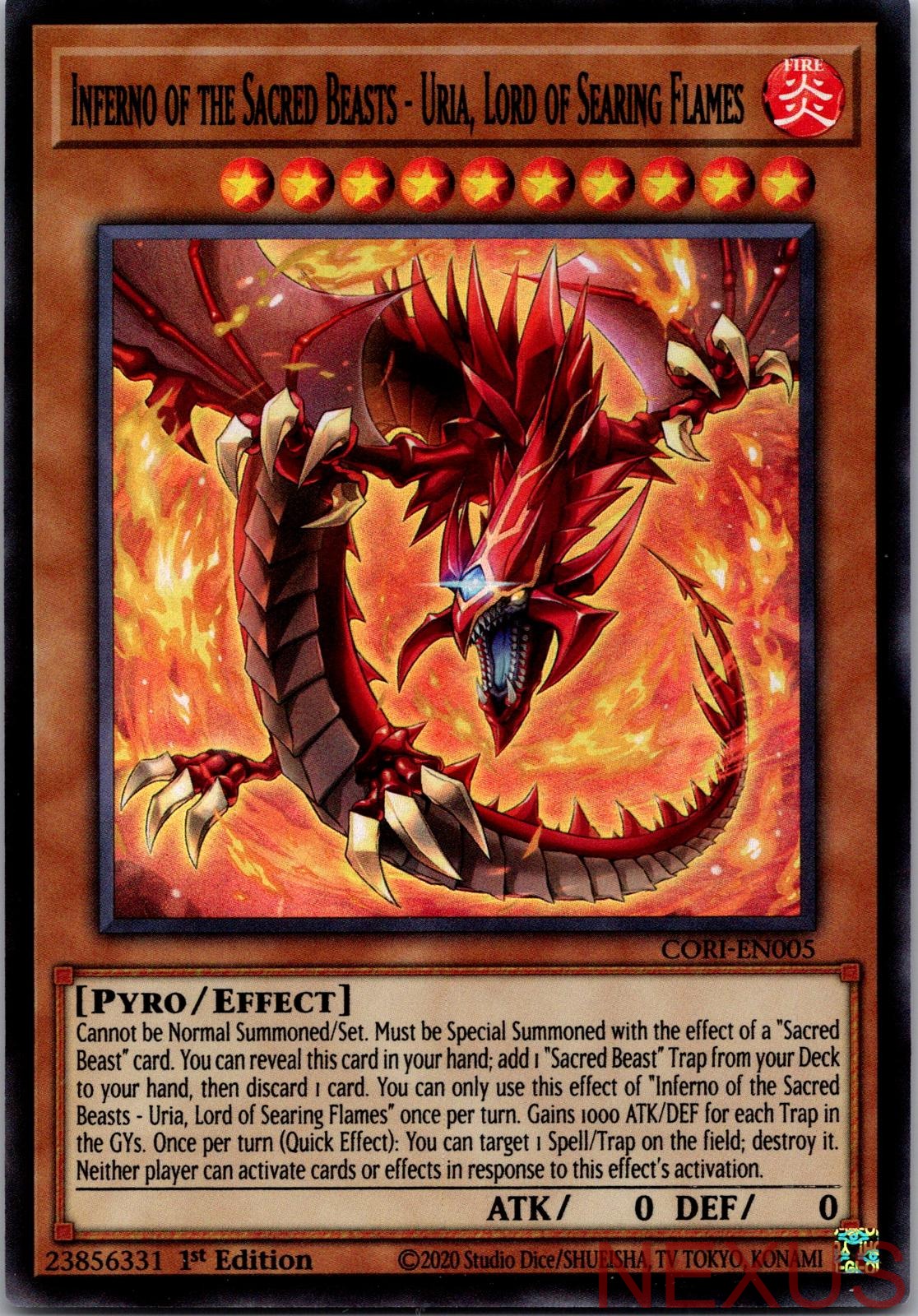 Inferno of the Sacred Beasts - Uria, Lord of Searing Flames CORI-EN005 1st NM