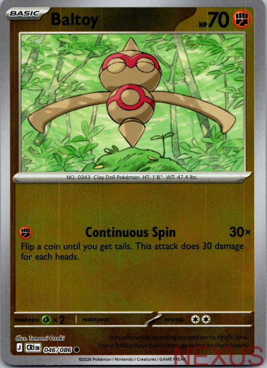 Baltoy 046/086 Common Reverse Holo Near Mint