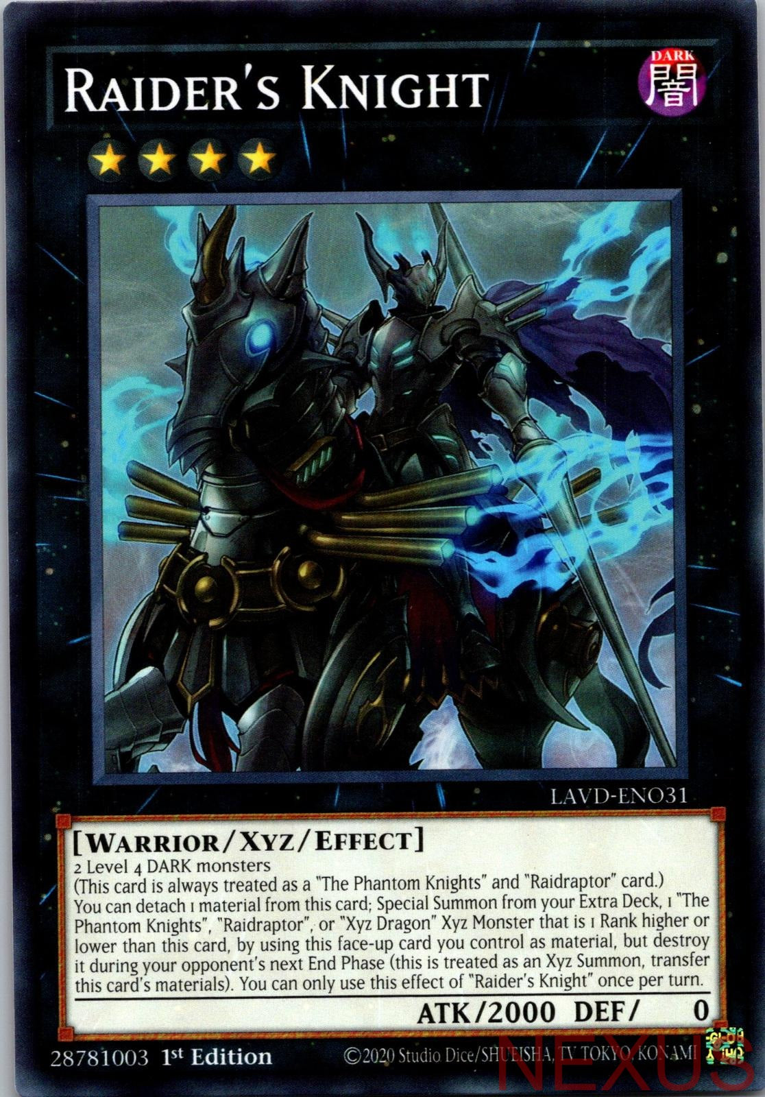 Raider's Knight LAVD-ENO31 Legendary Arc-V Decks 1st Edition NM