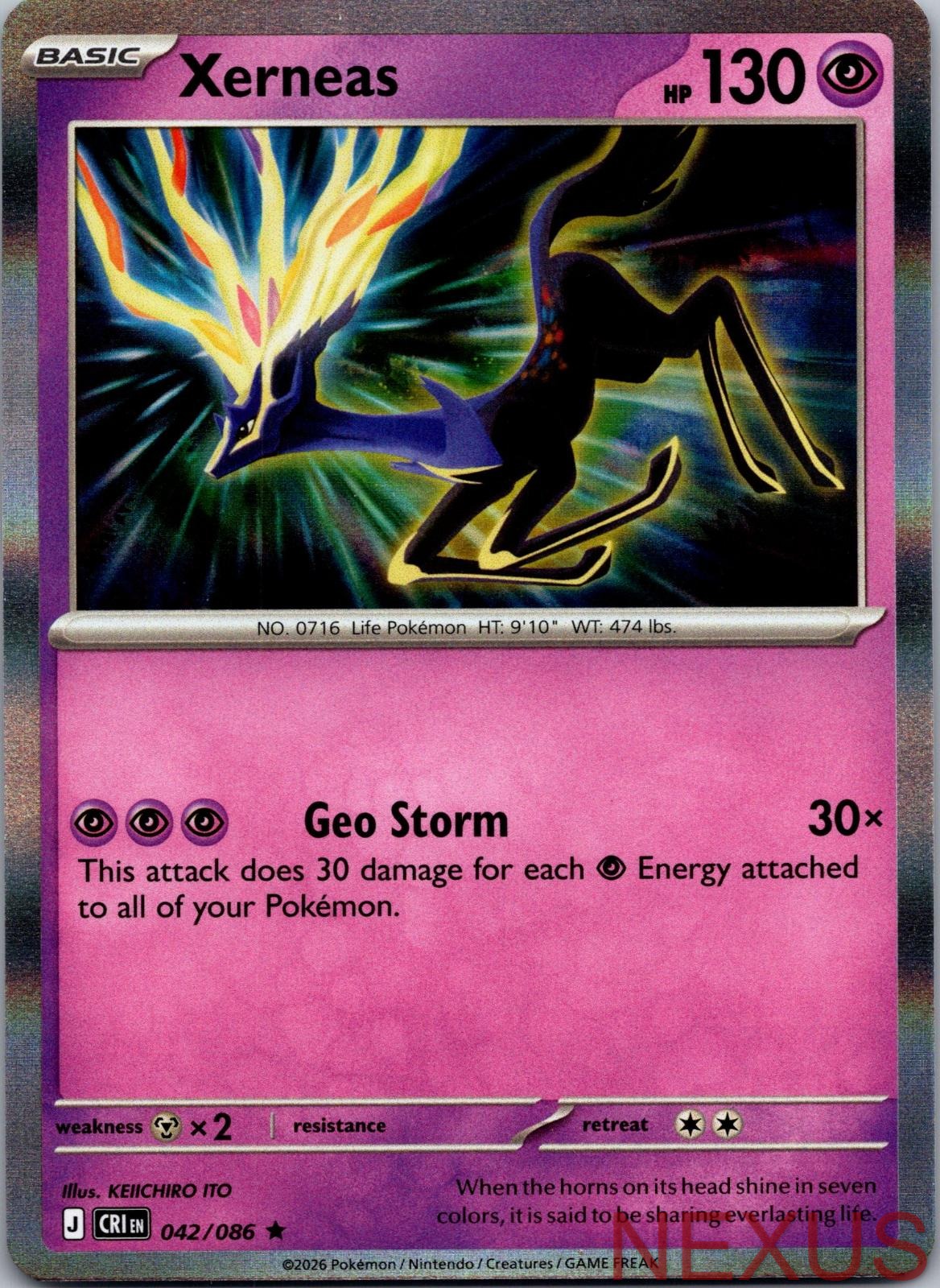Xerneas 042/086 Rare Chaos Rising Holo Near Mint