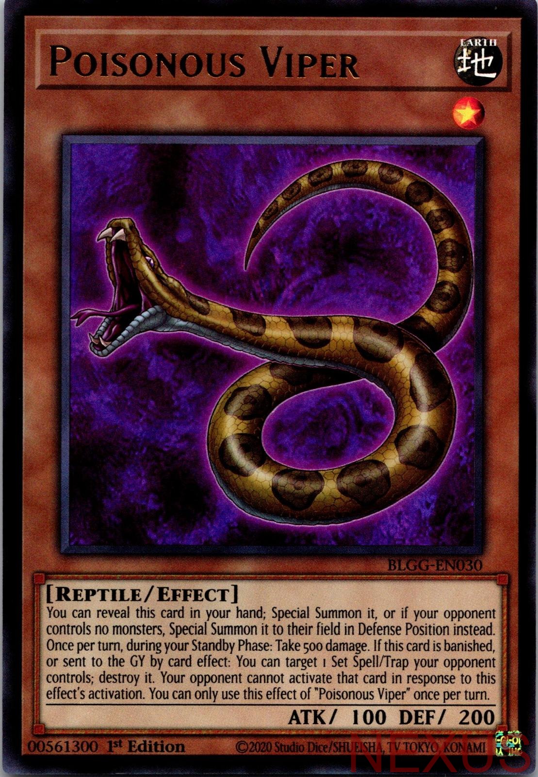 Poisonous Viper BLGG-EN030 Battles of Legend: Glorious Gallery 1st Edition NM