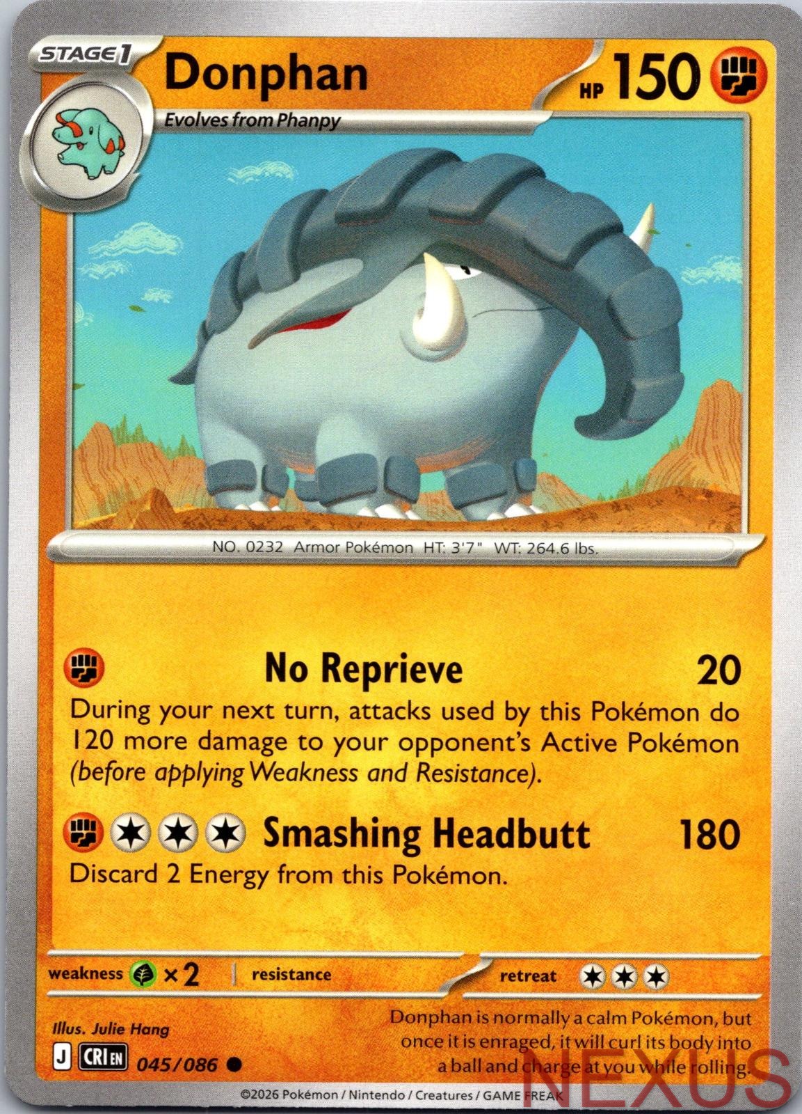 Donphan 045/086 Common Near Mint