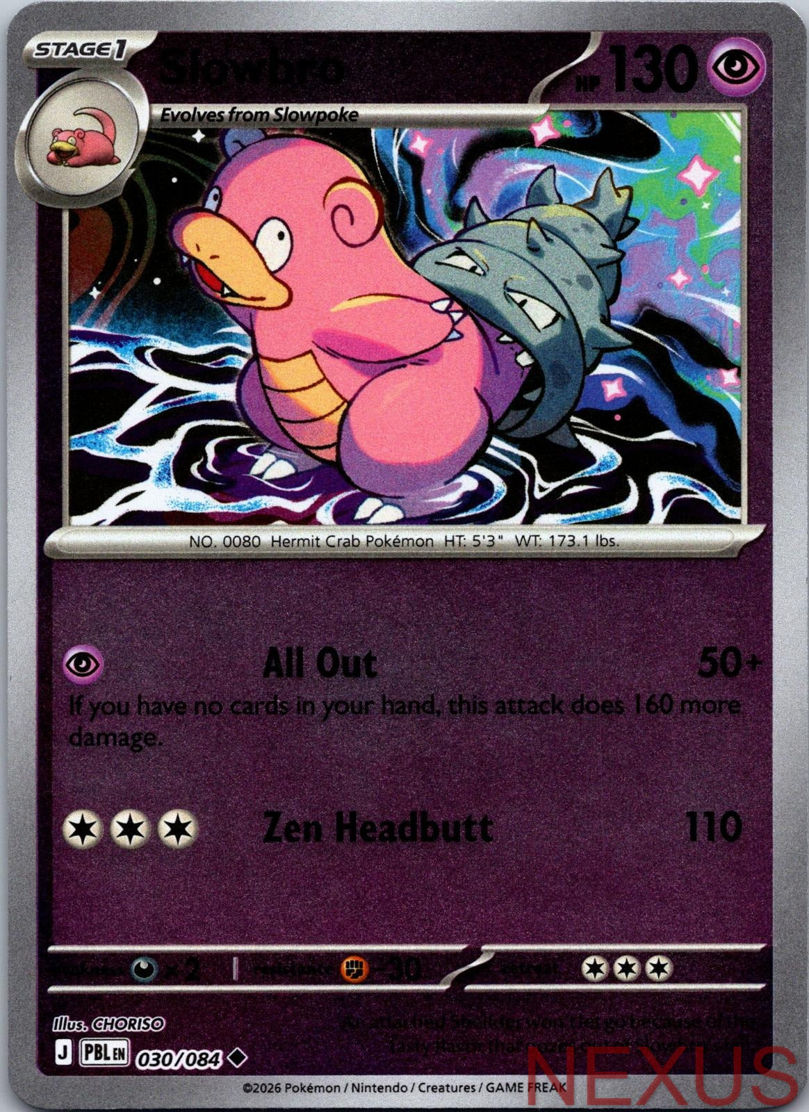 Slowbro 030/084 Uncommon Reverse Holo Near Mint