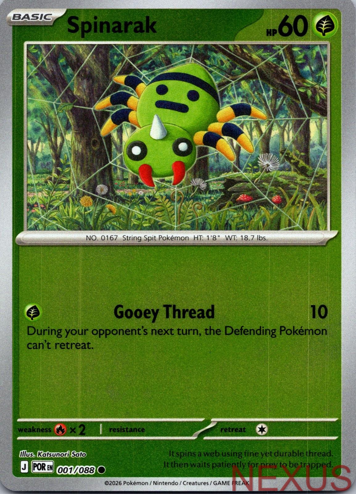 Spinarak 001/088 Common Reverse Holo Near Mint