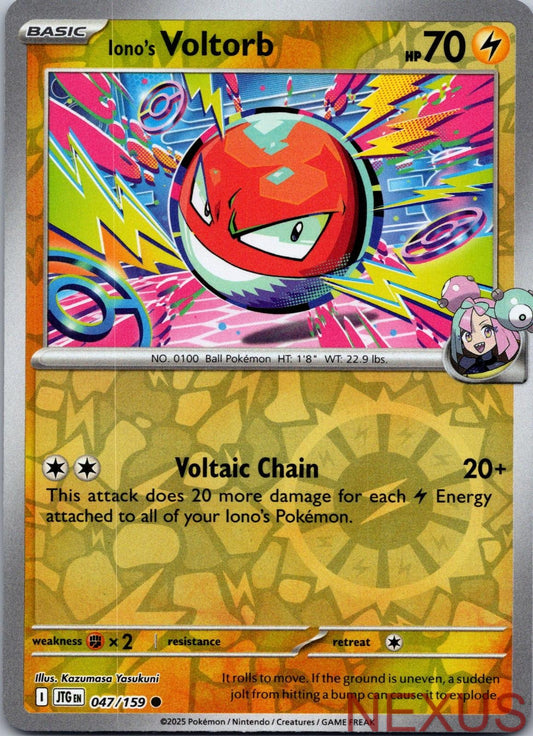 Iono's Voltorb 047/159 Common Reverse Holo Near Mint