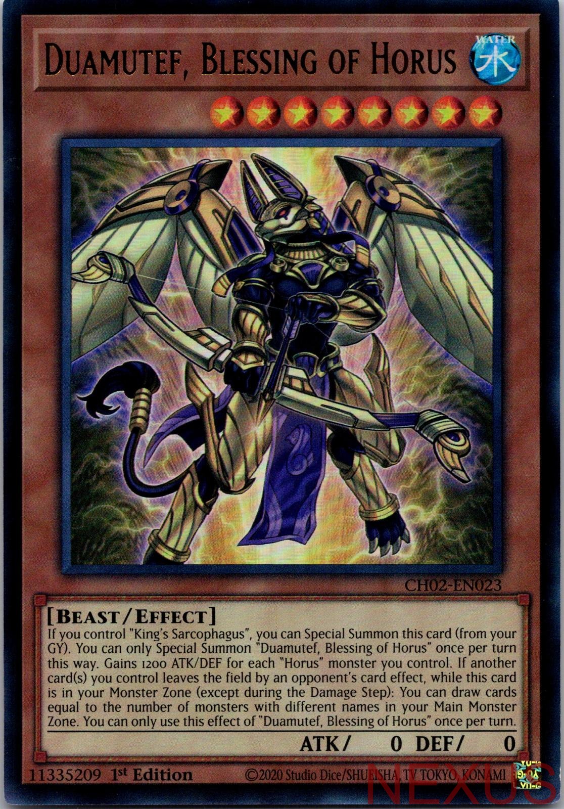Duamutef, Blessing of Horus CH02-EN023 Ultra Rare 1st Edition Near Mint