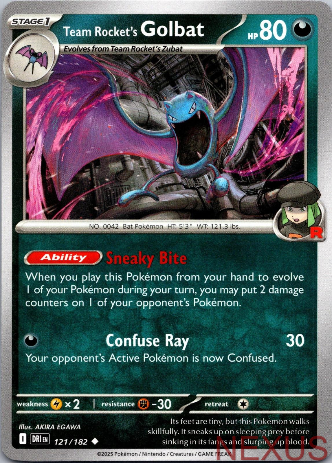 Team Rocket's Golbat 121/182 Uncommon Near Mint