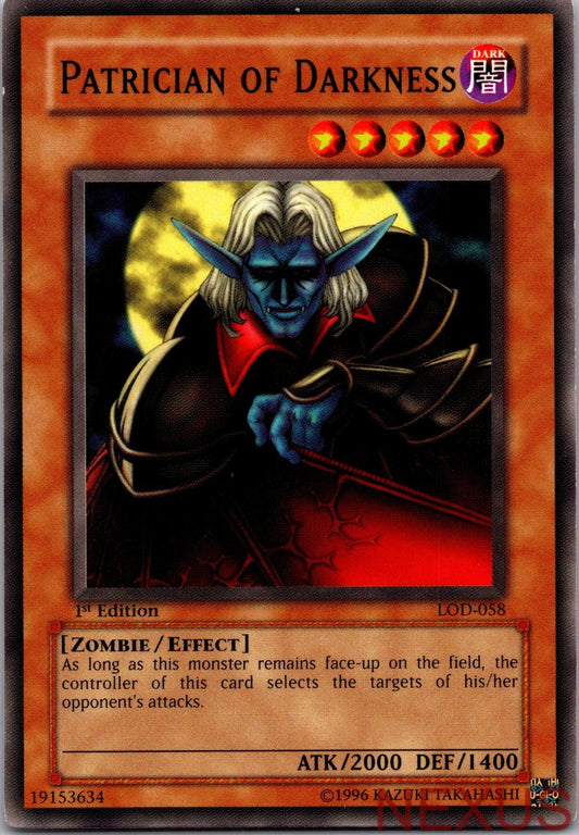 Patrician of Darkness LOD-058 Common Legacy of Darkness Yu-Gi-Oh 1st Edition NM