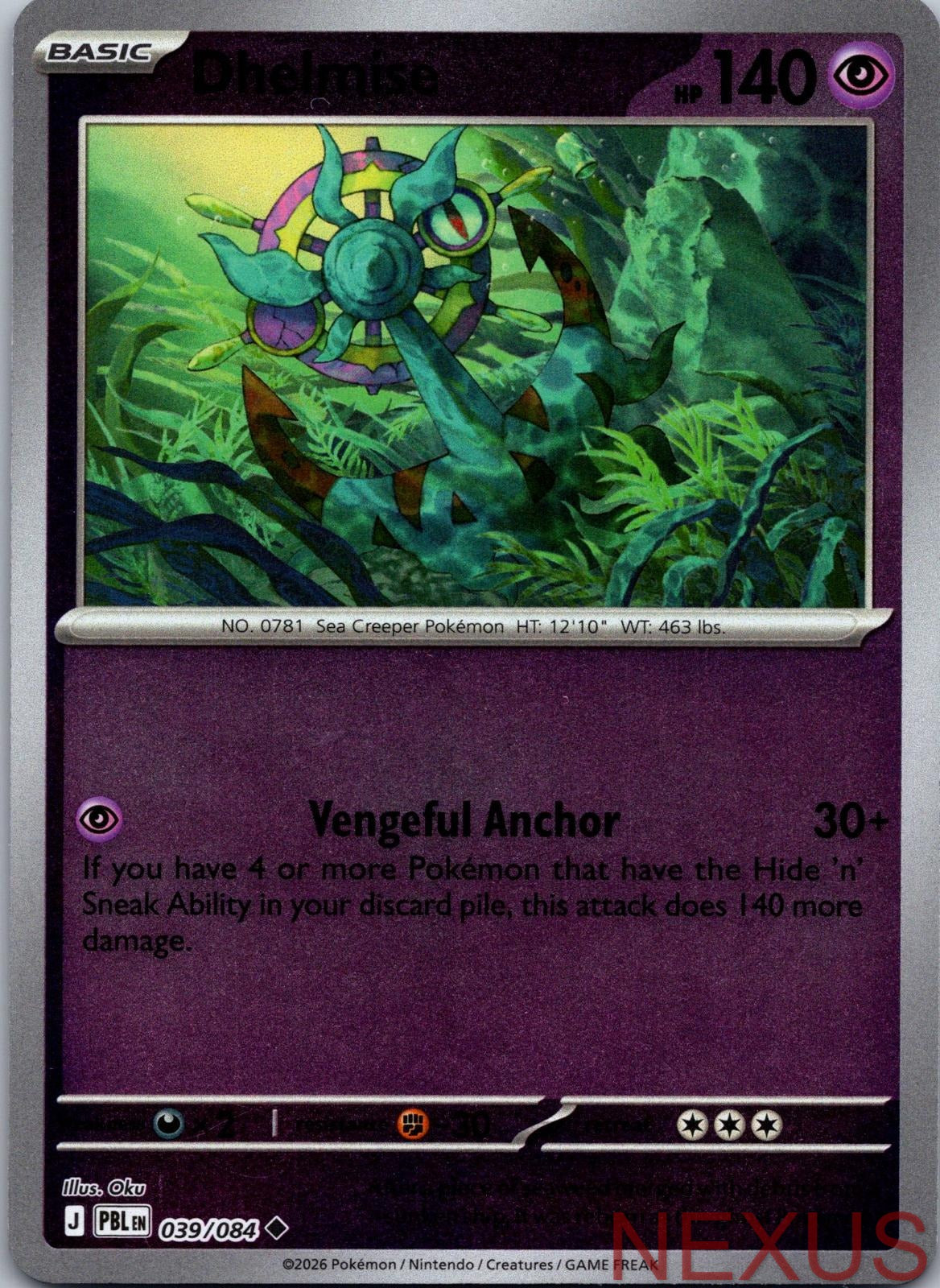 Dhelmise 039/084 Uncommon Reverse Holo Near Mint