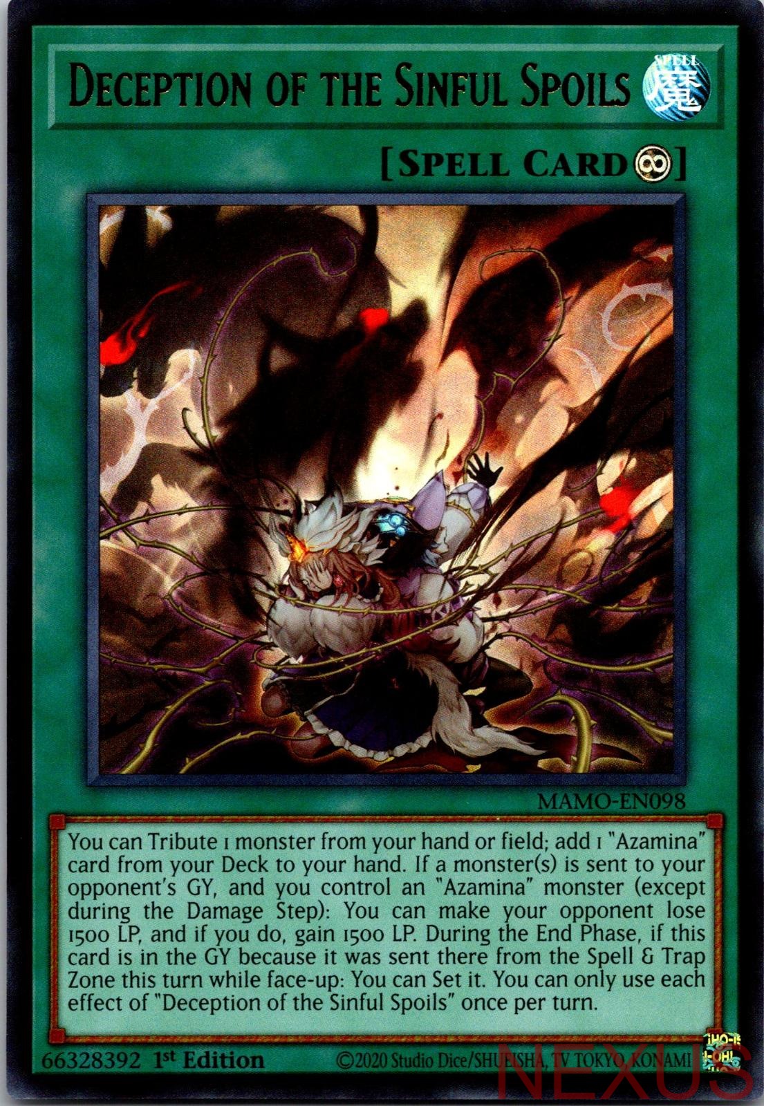 Deception of the Sinful Spoils MAMO-EN098 Yu-Gi-Oh 1st Edition NM