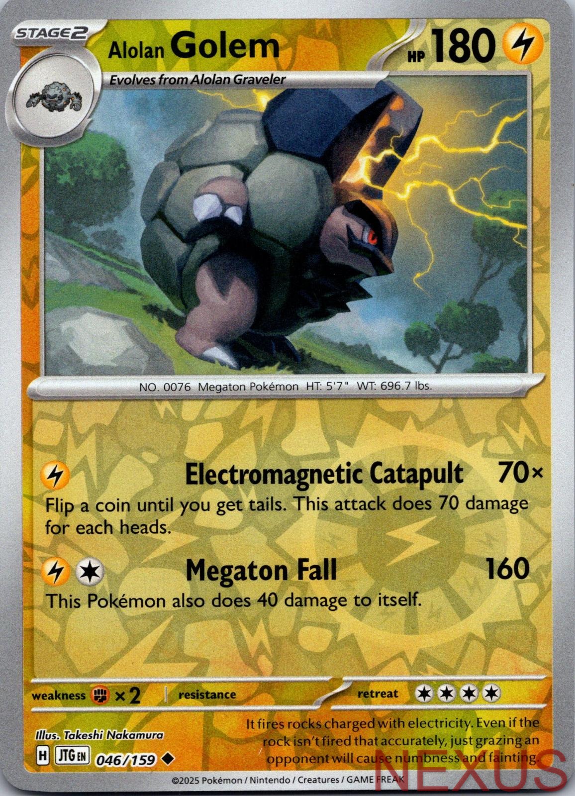 Alolan Golem 046/159 Uncommon Reverse Holo Near Mint