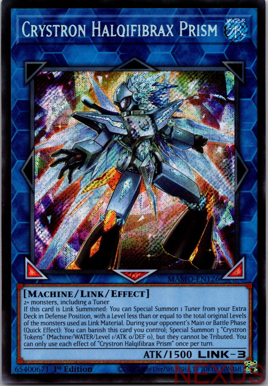 Crystron Halqifibrax Prism MAMO-EN126 Secret Rare 1st Edition Near Mint