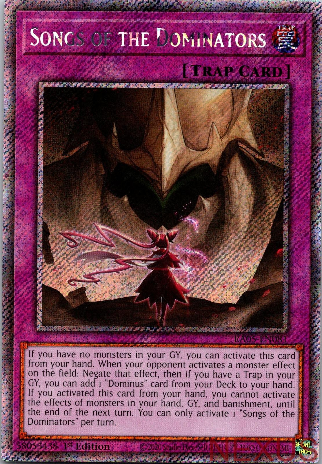 Songs of the Dominators (Platinum Secret Rare) RA05-EN081 1st Edition NM