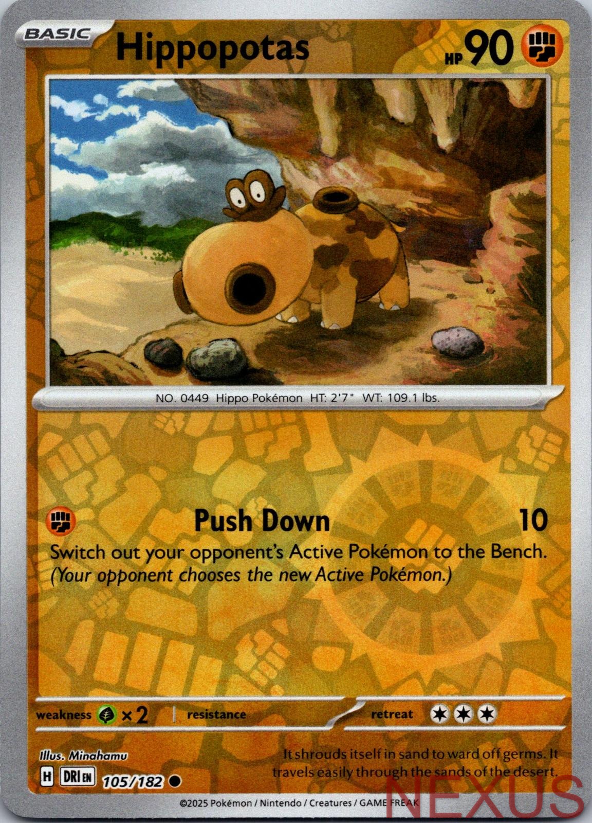 Hippopotas 105/182 Common Reverse Holo Near Mint