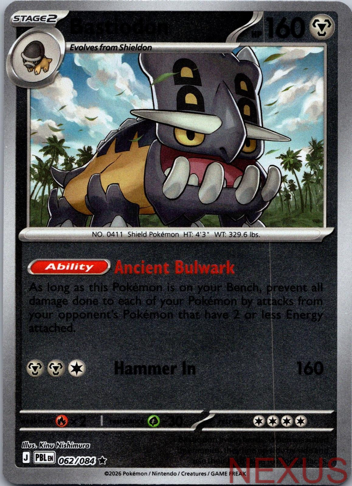 Bastiodon 062/084 Rare Reverse Holo Near Mint