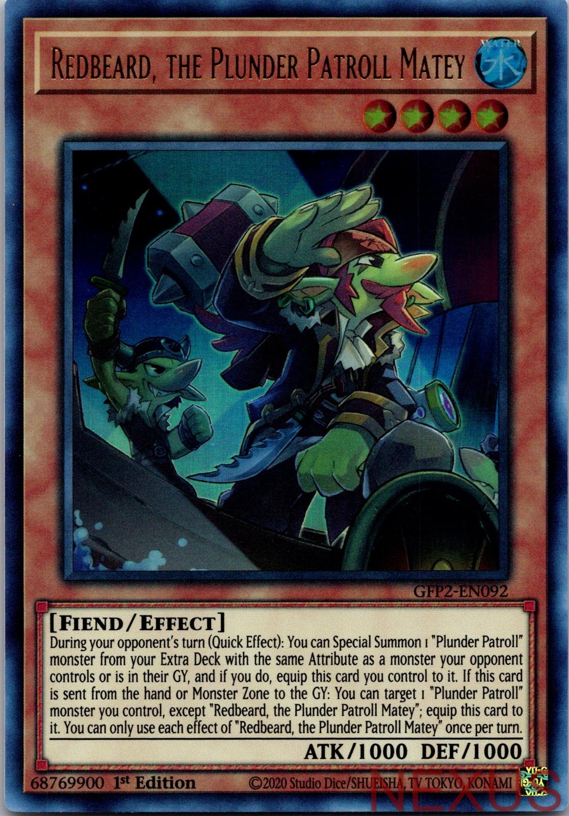 Redbeard, the Plunder Patroll Matey GFP2-EN092 Ultra Rare 1st Edition Near Mint
