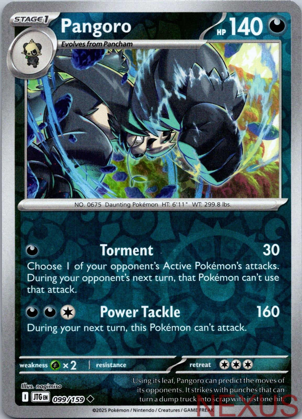 Pangoro 099/159 Uncommon Reverse Holo Near Mint