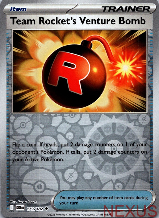Team Rocket's Venture Bomb 179/182 Uncommon Reverse Holo Near Mint