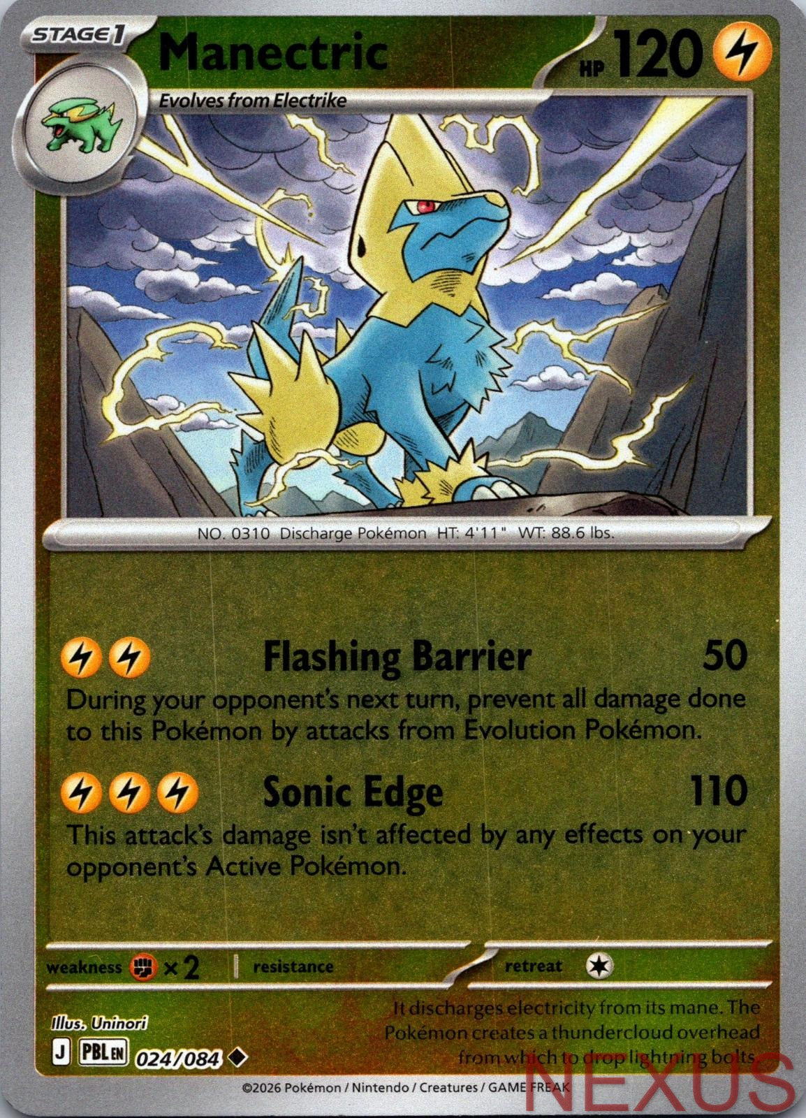 Manectric 024/084 Uncommon Reverse Holo Near Mint