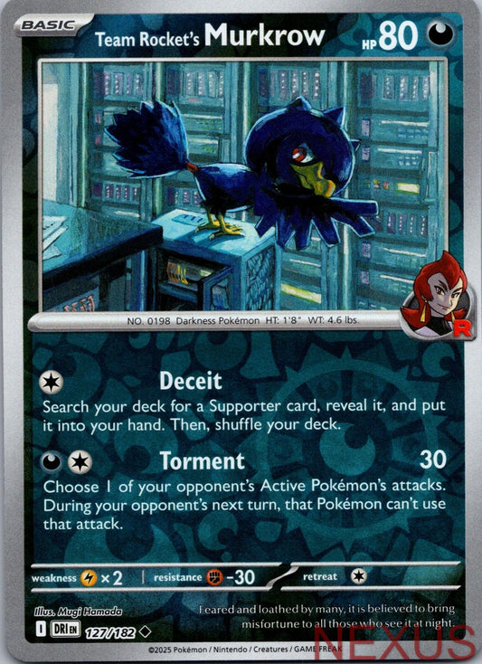 Team Rocket's Murkrow 127/182 Uncommon Reverse Holo Near Mint