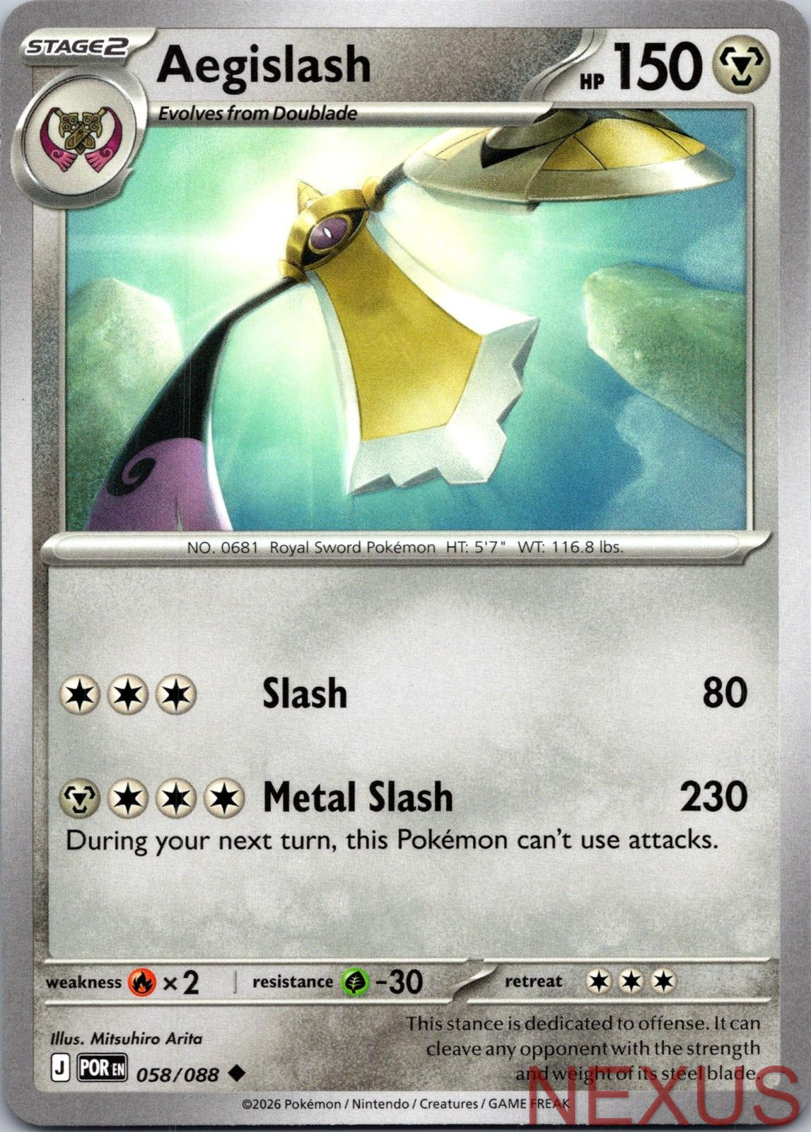 Aegislash 058/088 Uncommon Reverse Holo Near Mint