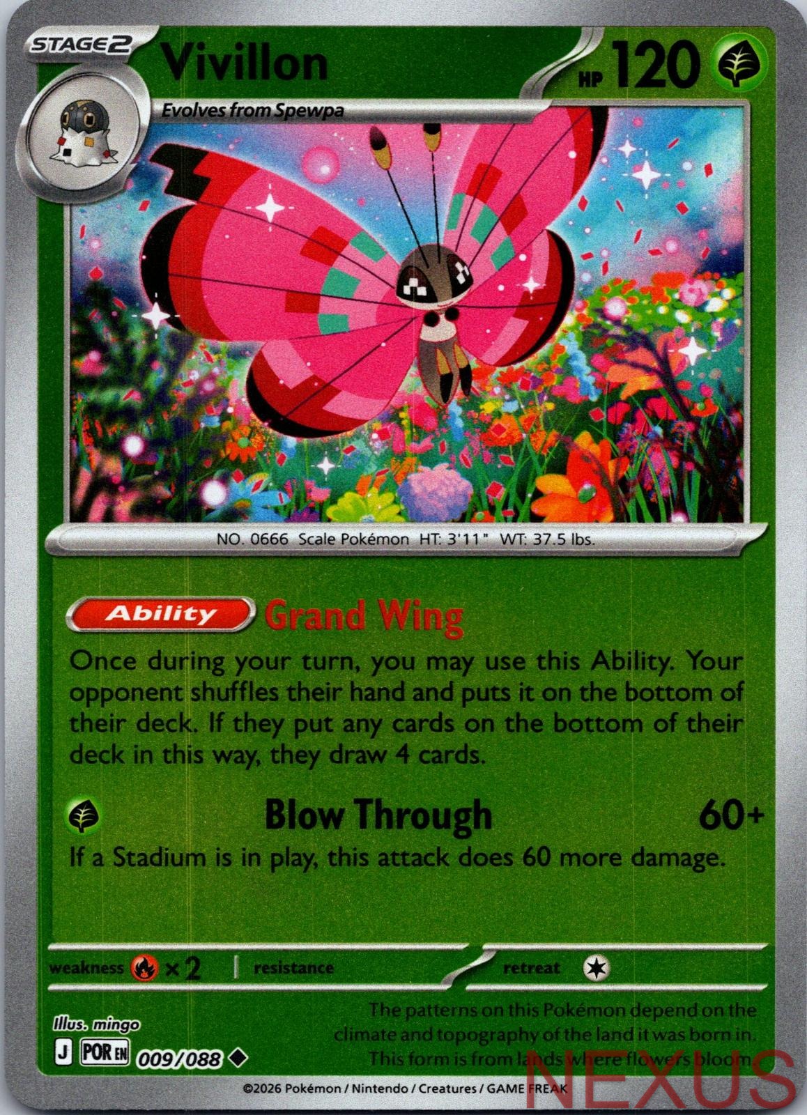 Vivillon 009/088 Uncommon Reverse Holo Near Mint