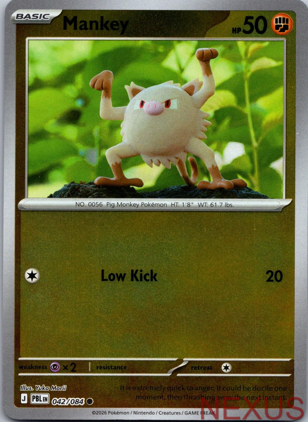 Mankey 042/084 Common Reverse Holo Near Mint